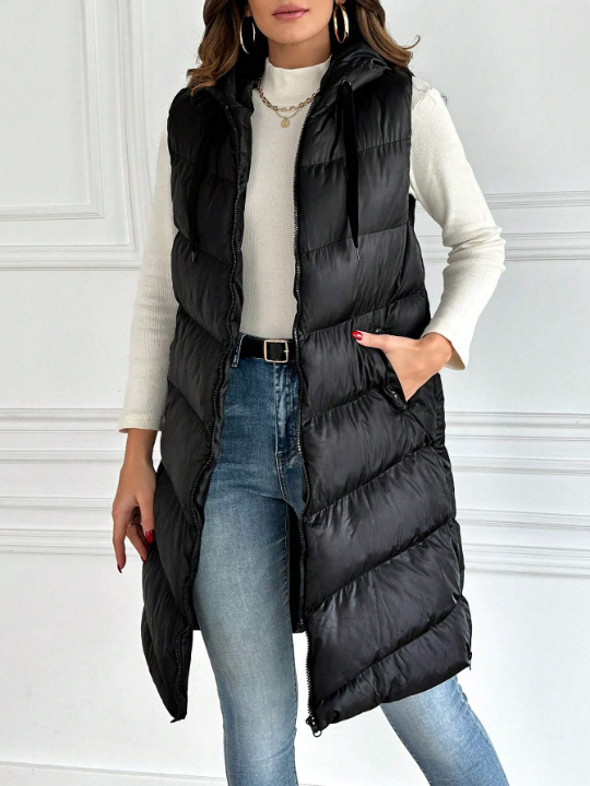 Frenchy Zip Up Hooded Vest Puffer Coat