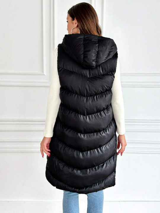 Frenchy Zip Up Hooded Vest Puffer Coat