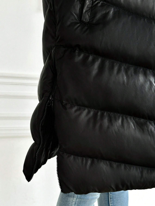 Frenchy Zip Up Hooded Vest Puffer Coat