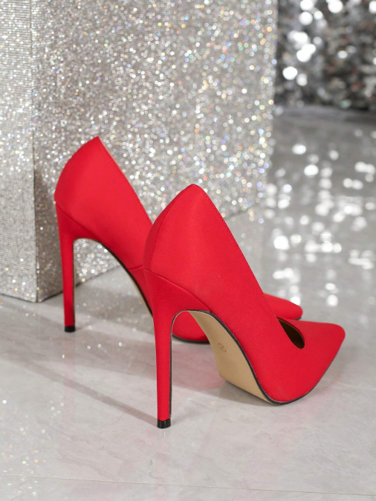 Sexy Solid Color Red Lycra 12cm Stiletto Heels With Versatile Casual Style For Spring And Autumn