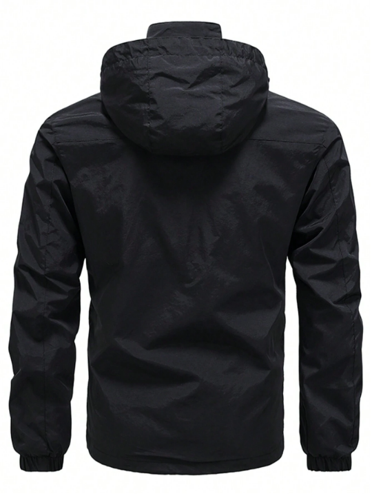Men's Windproof Zipper Front Hooded Jacket