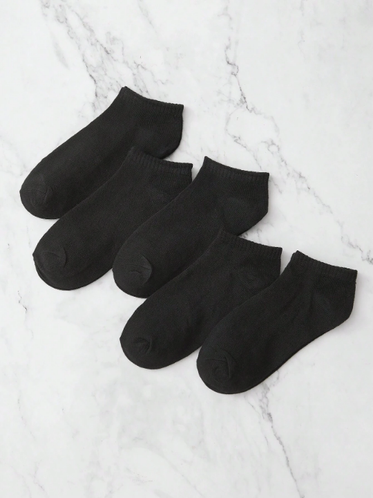 5pairs/Set Solid Color Women's Short Socks