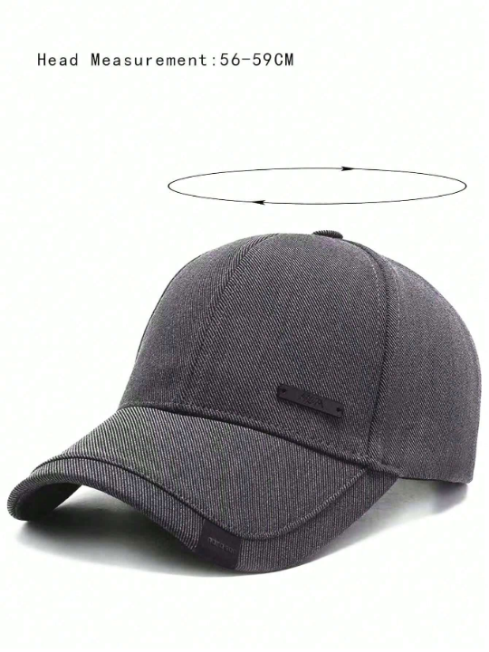 1pc Men's Baseball Cap With Leather Patch, Outdoor Sun Protection Adjustble Casual Hat For Spring & Autumn