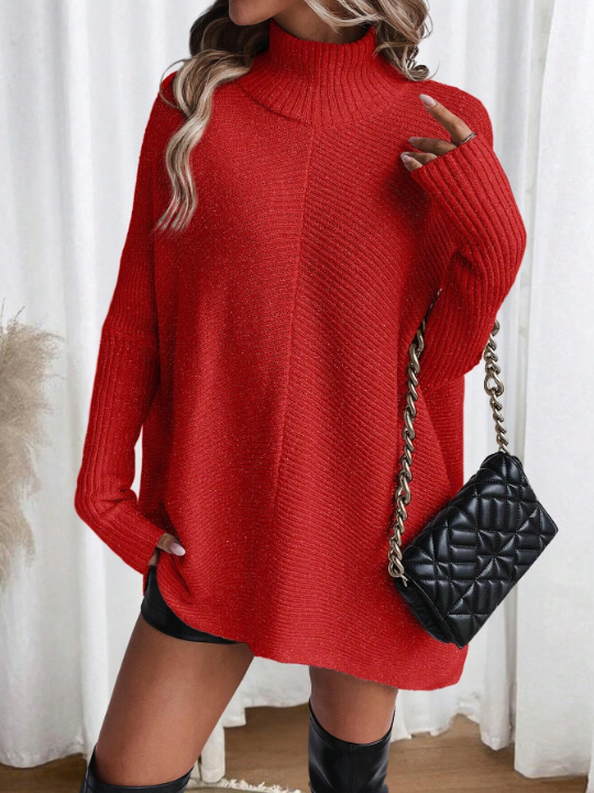 Essnce Solid Color Long Sleeve Sweater