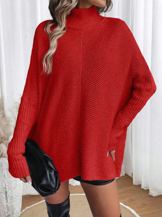 Essnce Solid Color Long Sleeve Sweater