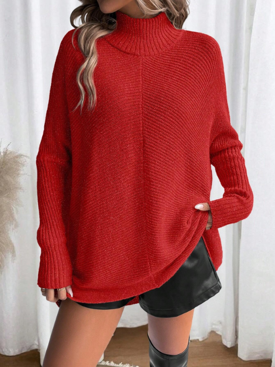 Essnce Solid Color Long Sleeve Sweater