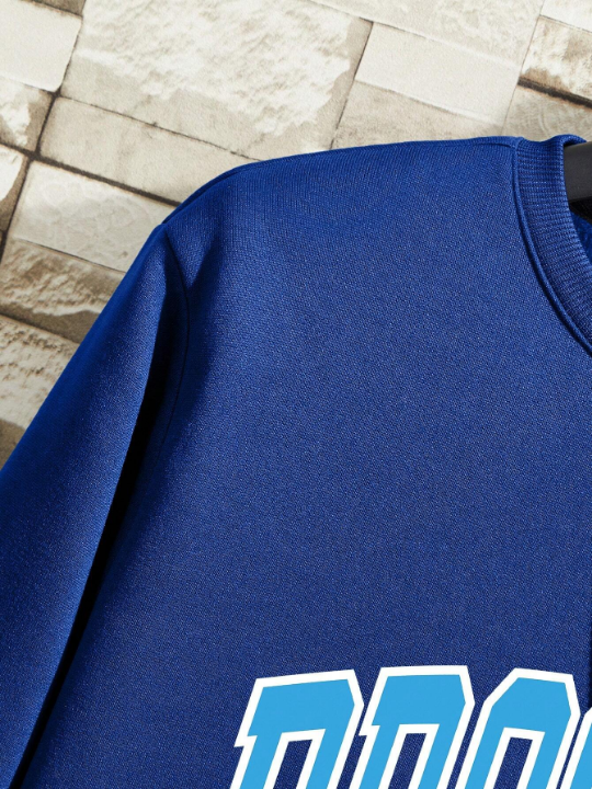Men's Letter Printed Round Neck Sweatshirt