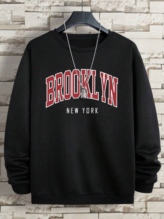 Men's Crewneck Sweatshirt With Letter Printing