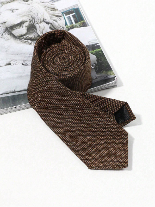 1pc Men's Casual Business Style Diagonal Stripe & Small Plaid Necktie, Suitable For Daily Wear & Formal Occasions