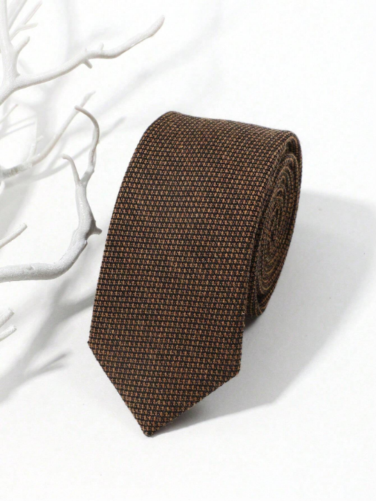 1pc Men's Casual Business Style Diagonal Stripe & Small Plaid Necktie, Suitable For Daily Wear & Formal Occasions