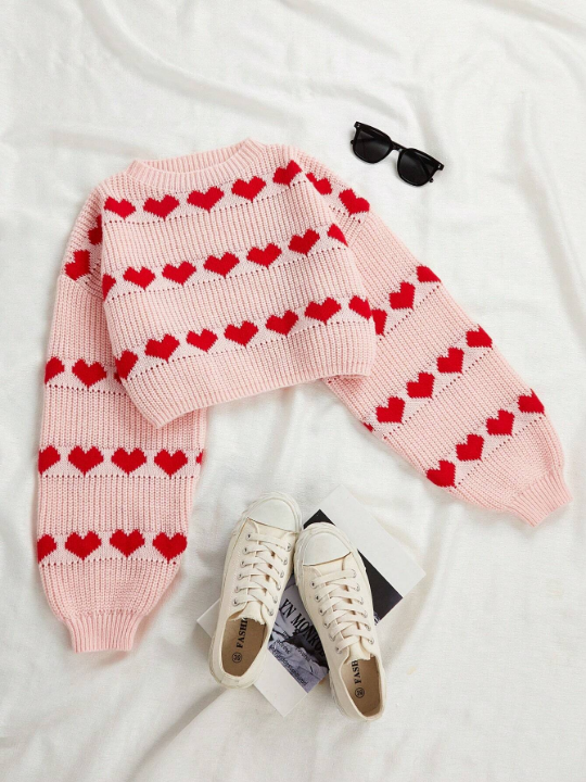 Essnce Sweater With Heart-Shaped Pattern