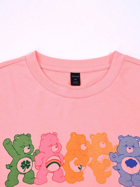 ROMWE X Care Bears Men Short Sleeve Cartoon Print T-Shirt