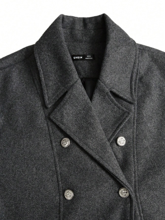 Manfinity Homme Men's Woolen Coat With Collar And Double Breasted Buttons