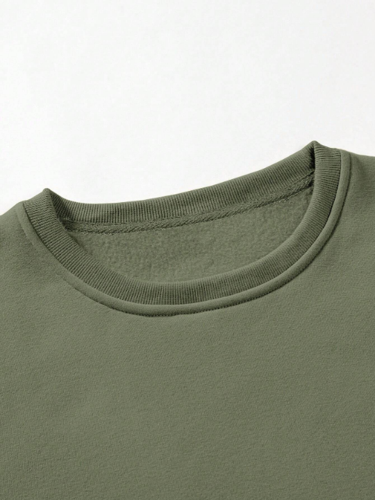 Cottnline Men Solid Drop Shoulder Sweatshirt Without Tee