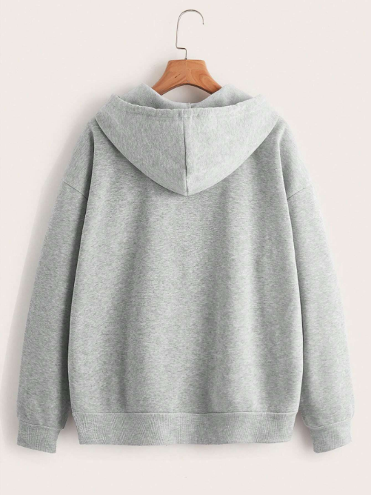 Men's Solid Color Zipper Drawstring Hooded Sweatshirt