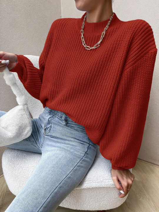 Essnce Solid Color Long Sleeve Sweater