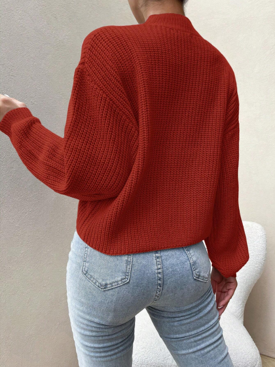 Essnce Solid Color Long Sleeve Sweater