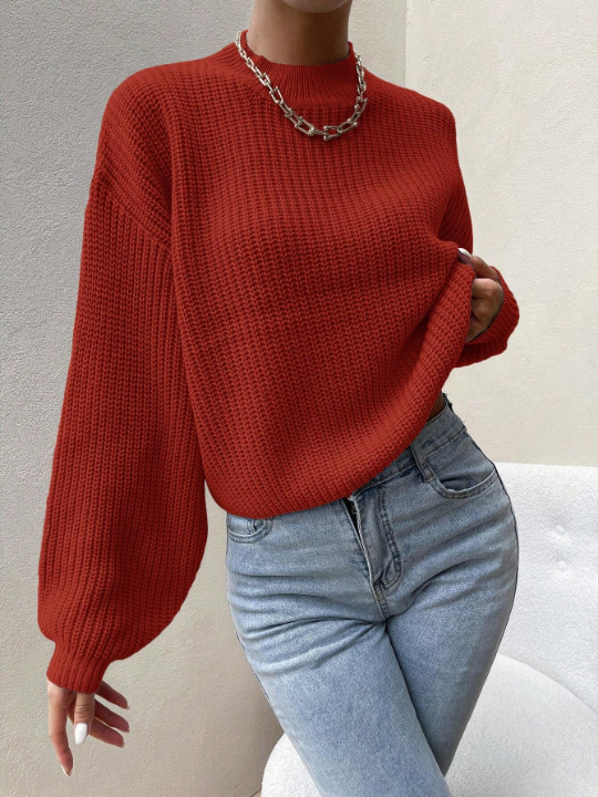 Essnce Solid Color Long Sleeve Sweater