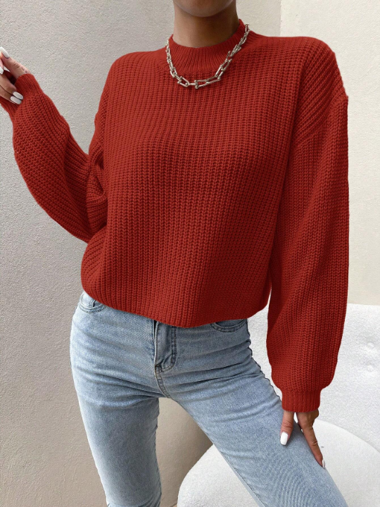 Essnce Solid Color Long Sleeve Sweater