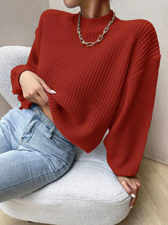 Essnce Solid Color Long Sleeve Sweater