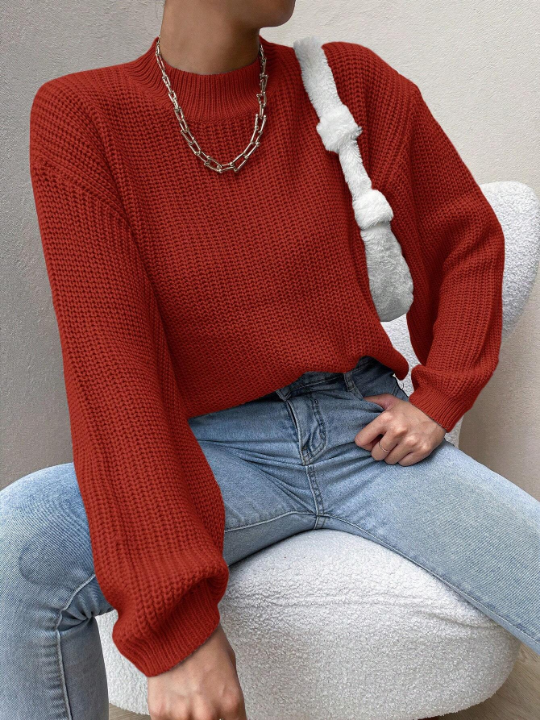 Essnce Solid Color Long Sleeve Sweater