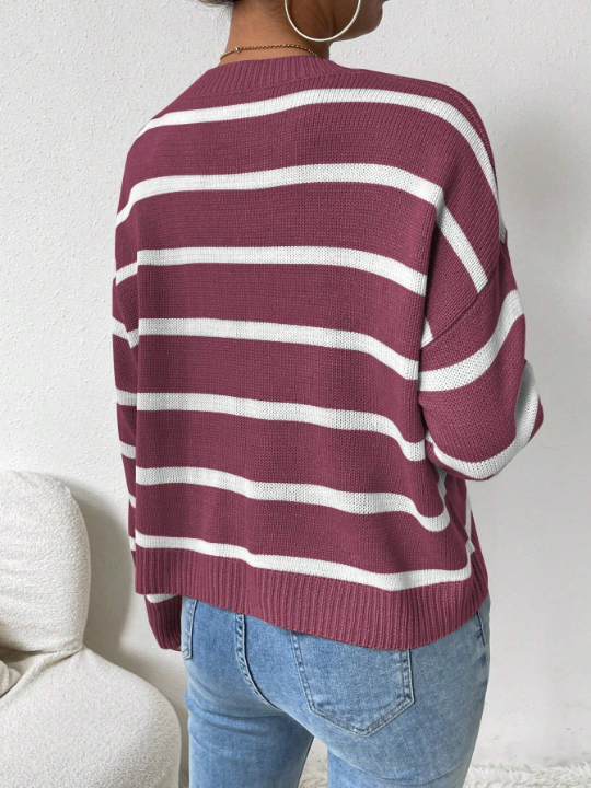 Women's Striped Drop Shoulder Sweater