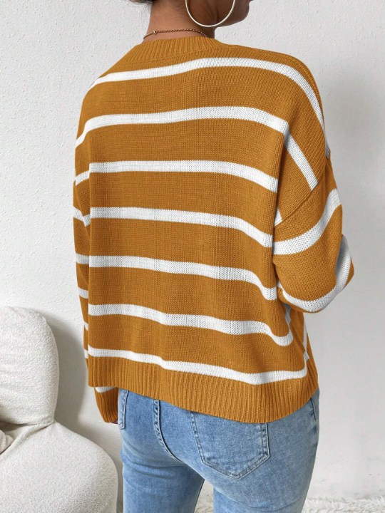 Women'S Striped Drop Shoulder Sweater