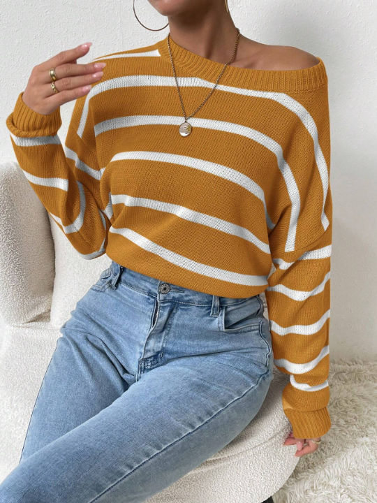 Women'S Striped Drop Shoulder Sweater