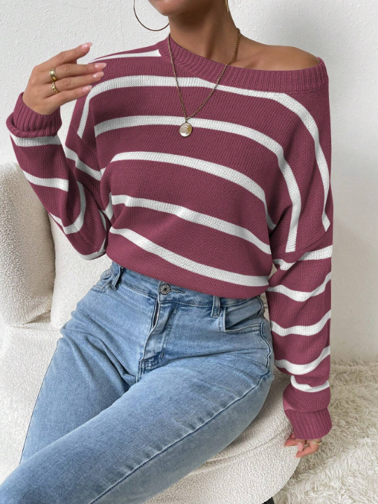 Women's Striped Drop Shoulder Sweater