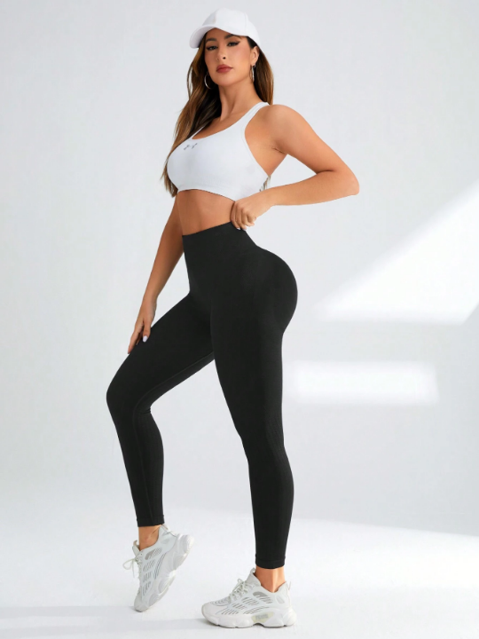 Yoga Basic Women's Solid Color High Waisted Sports Leggings