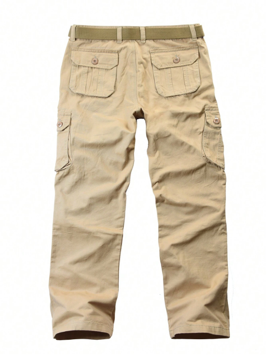 Men Flap Pocket Cargo Pants Without Belt