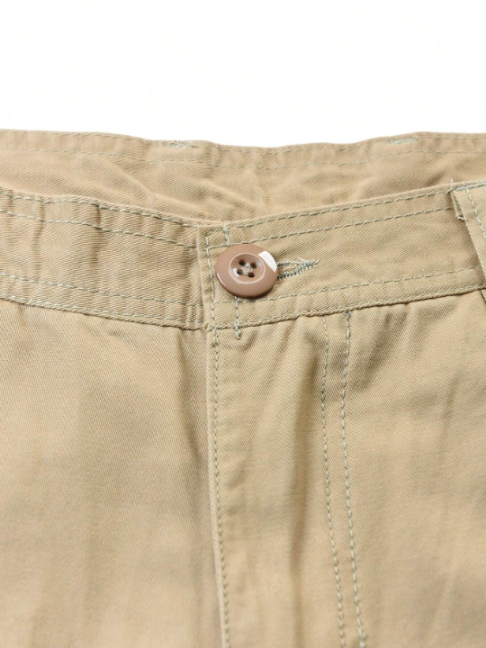 Men Flap Pocket Cargo Pants Without Belt