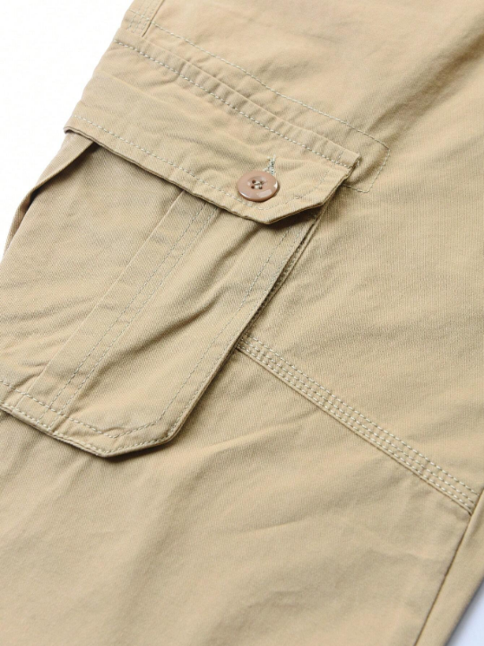 Men Flap Pocket Cargo Pants Without Belt