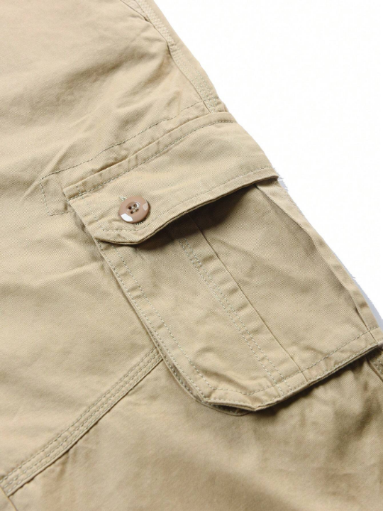 Men Flap Pocket Cargo Pants Without Belt