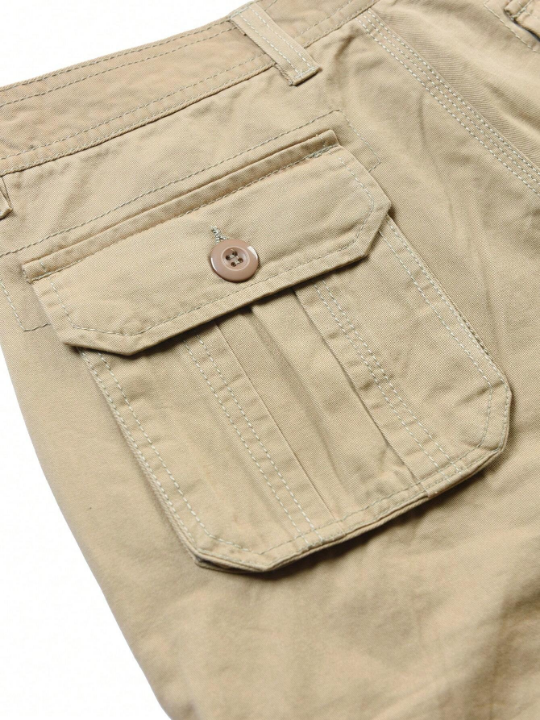 Men Flap Pocket Cargo Pants Without Belt