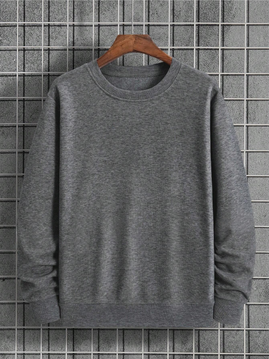 Men's Solid Color Round Neck Sweatshirt