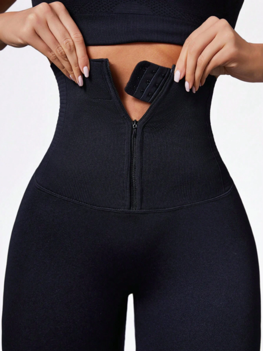 Sport Seamluxe Seamless Zipper Adjustable Buckle Yoga Sports Leggings