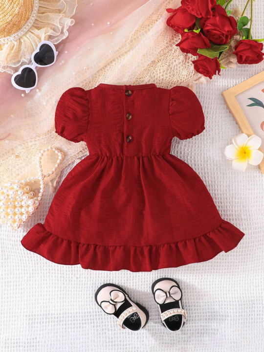 Baby Girl Ruffle Crossover Short Sleeve Dress