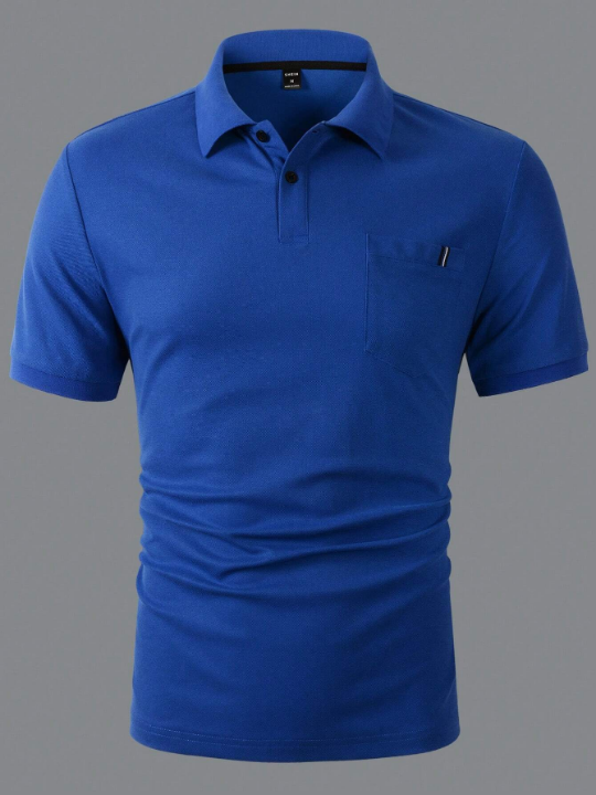 Manfinity Homme Men's Simple Solid Color Short Sleeve Polo Shirt