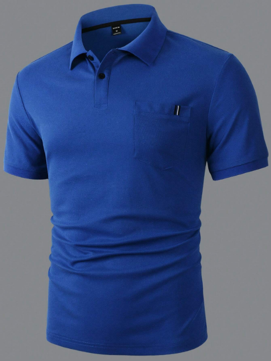 Manfinity Homme Men's Simple Solid Color Short Sleeve Polo Shirt