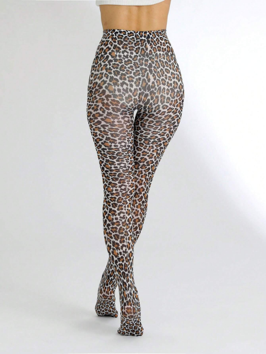 1pair Women's Sexy Leopard Print 60d Silk Stockings Pantyhose