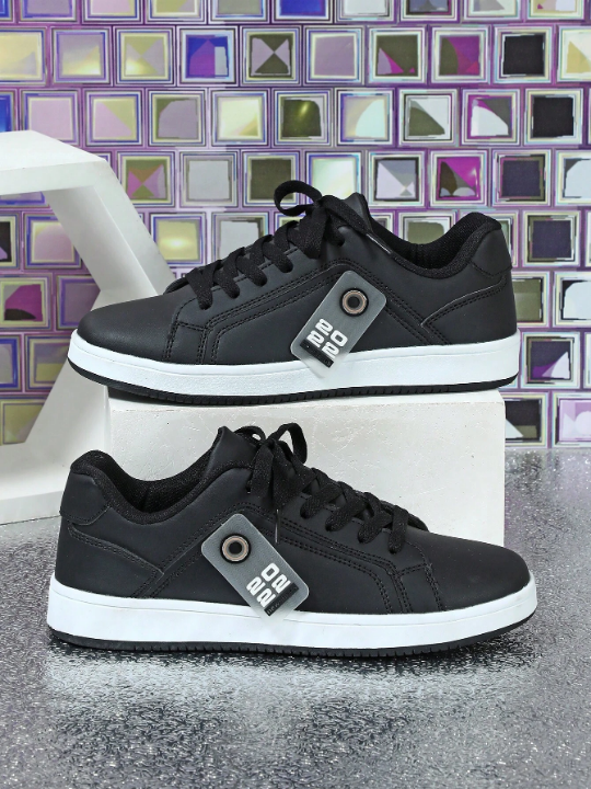 Fashionable And Versatile Black Sports Sneakers For Women, Street Casual Wear, Outdoor Walking