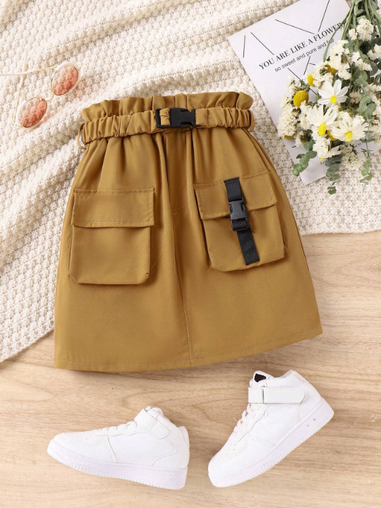 Cooltwn Kids Tween Girl's Solid Color Belted Work Skirt