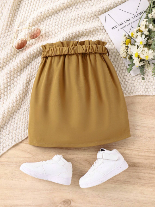 Cooltwn Kids Tween Girl's Solid Color Belted Work Skirt