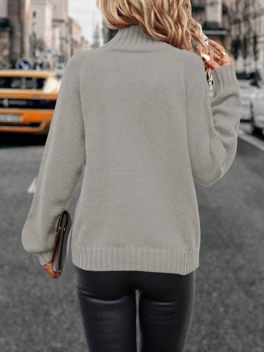 LUNE Raglan Long Sleeve Solid Color Pullover Sweater