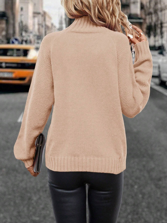 LUNE Loose Long Sleeve Solid Pullover Sweater With Raglan Sleeve