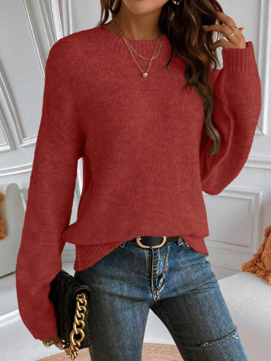 Essnce Women's Round Neck Long Sleeve Sweater