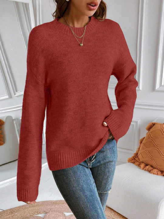 Essnce Women's Round Neck Long Sleeve Sweater