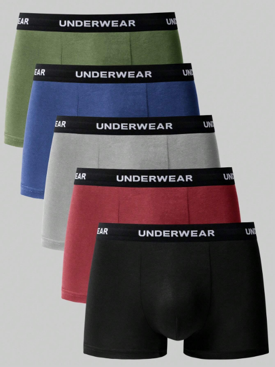 Men's Solid Color Boxer Briefs (5pcs/pack)