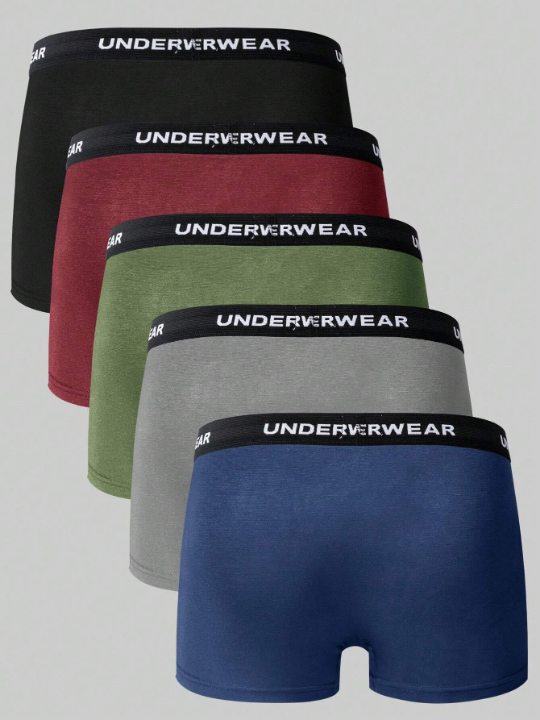 Men's Solid Color Boxer Briefs (5pcs/pack)